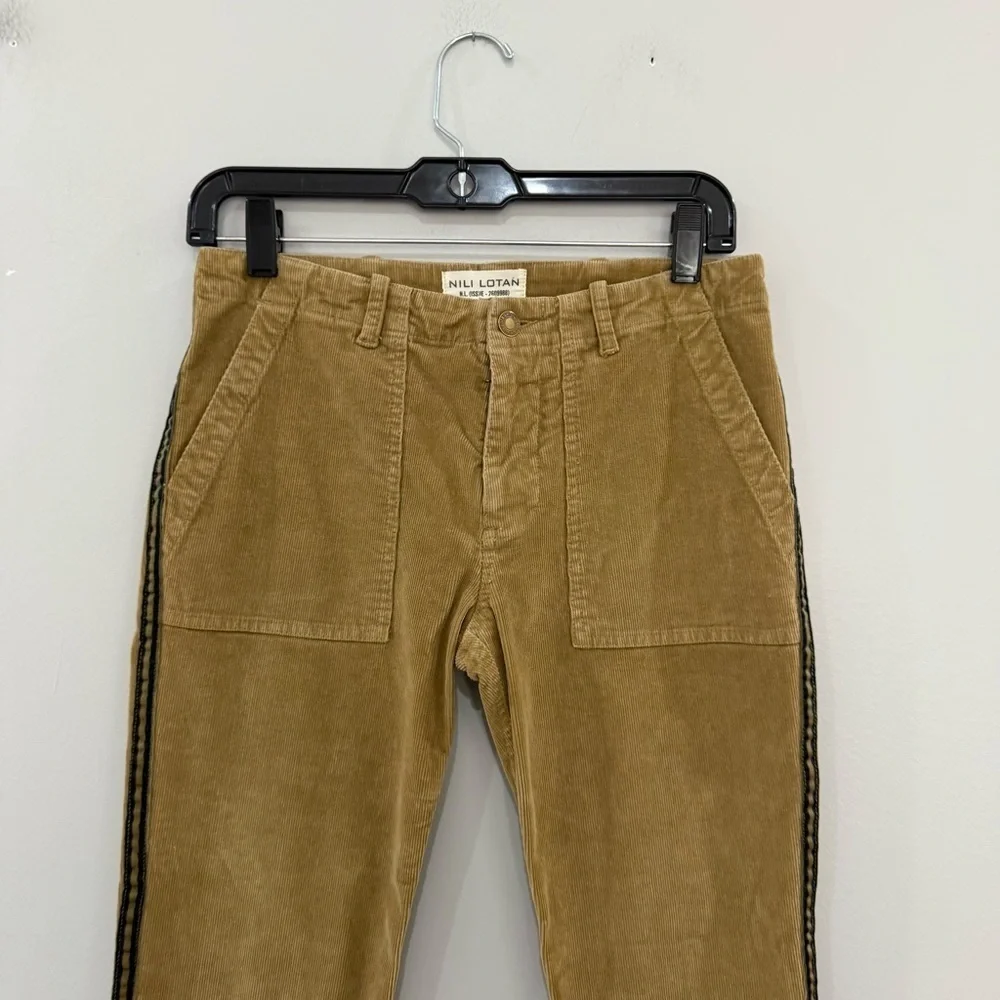 Nili Lotan Pants Jenna With Tape in Mossy Gold